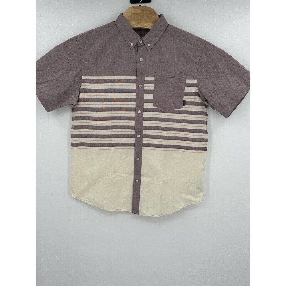 Mountain Hardwear Shirt Mens Large L‎ Purple White Striped Short Sleeve Outdoor